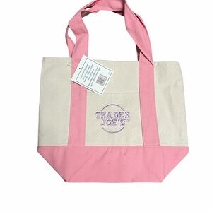 Trader Joe's Pink and Cream Tote Bag
